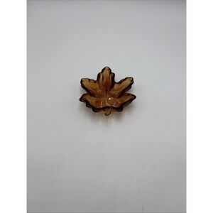Vintage Amber Glass Leaf Trinket Dish Autumn Décor Ashtray‎ Excellent